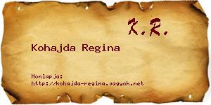 Kohajda Regina névjegykártya